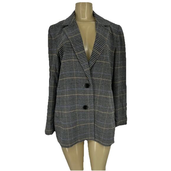 NEW Madewell Large Women Dorset Blazer in Bowne Plaid Boyfriend Wool Blend CLT